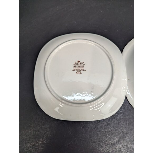 Sango Quadrille 5206 Pinwheel Pink Porcelain1 Rimmed Soup Bowl and 1 Salad Plate - Picture 5 of 7